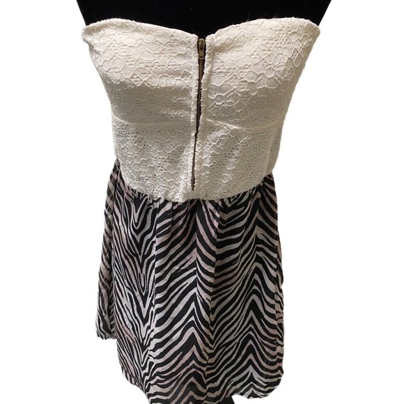 Charlotte Russe Sleeveless Zebra Print Dress with Lace Top, Large, Pre-owned - Picture 3 of 6